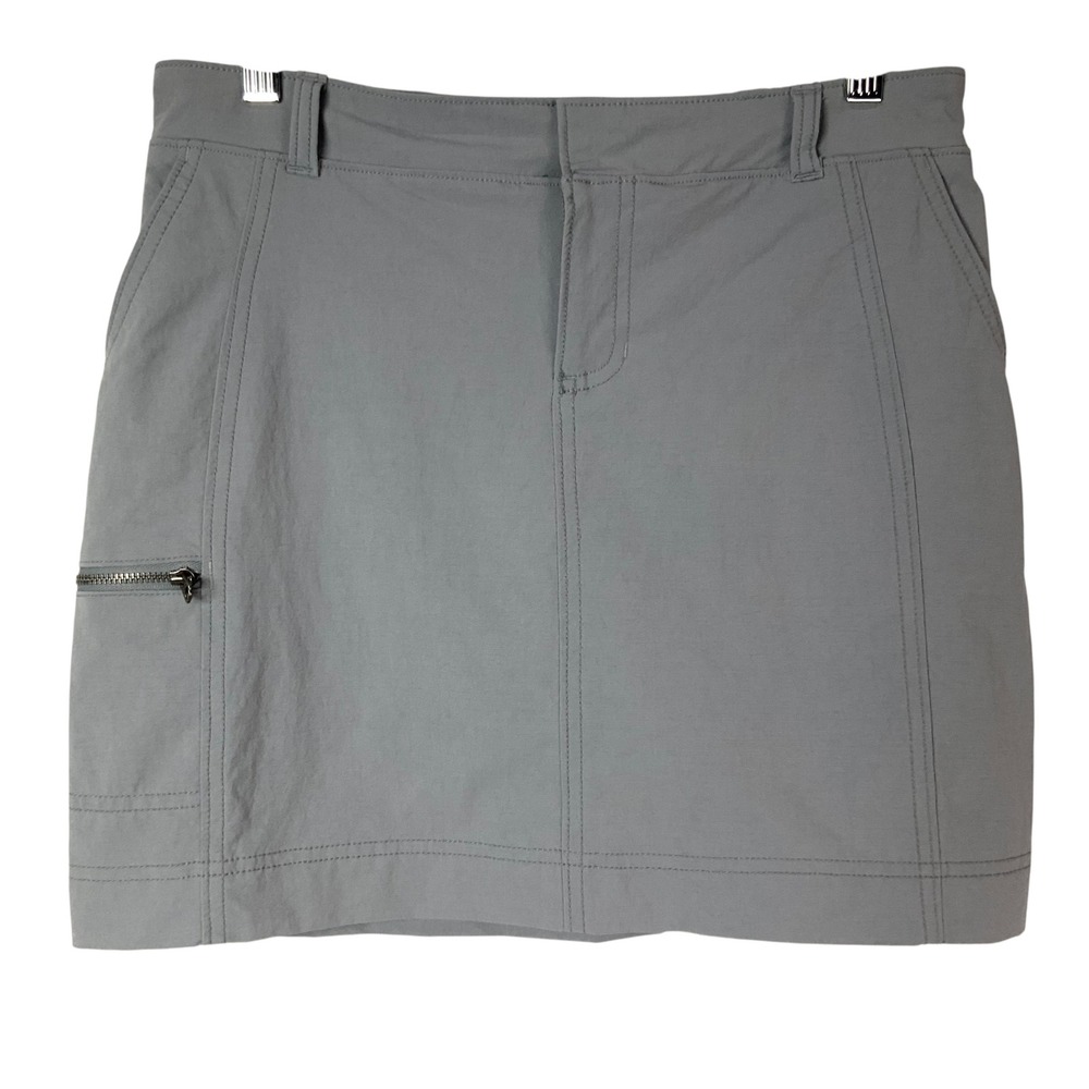 Athleta Gray Skort 4 Button Zip Fly Flat Front Built-in Shorts Pocket Stretch
